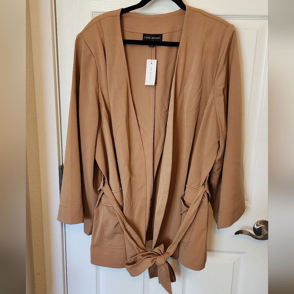 Tan Khaki Cardigan Overcoat Blazer